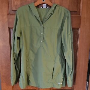 Cloudveil Green Hooded Button-Up Shirt